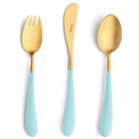 Cutipol Набор детских столовых приборов Alice Turquoise Gold 3 пр. (ALI.3.TGB)
